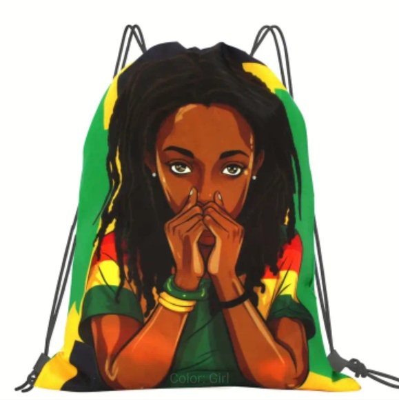 Other - Reggae Girl Rasta Drawstring Pack